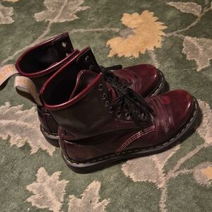 Dr. Martens Men's Burgundy Lace-Up Leather Boots